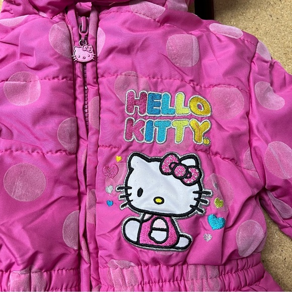 Hello Kitty Pink Kids Puffer Hooded Jacket size 4 - Picture 3 of 5